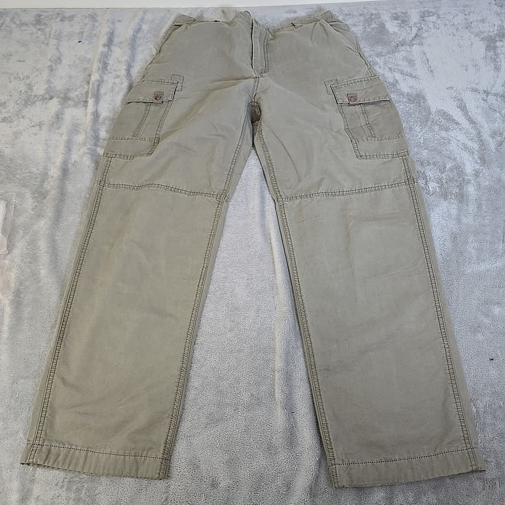 Harley-Davidson Cargo Pants Mens 35/30 Green Canvas Regular Fit Straight Biker